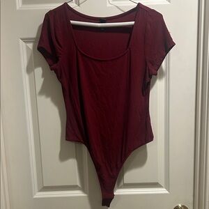 Women's Burgundy Thong Bodysuit Top